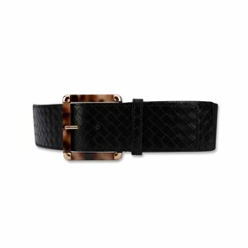 LEATHER BELT WITH BROWN BUCKLE