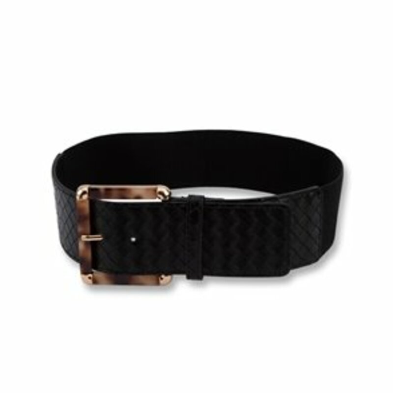 LEATHER BELT WITH BROWN BUCKLE