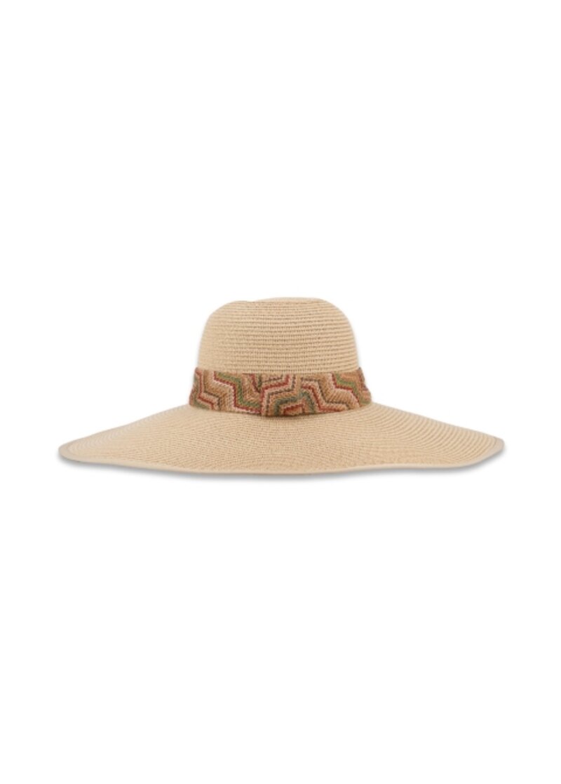 STRAW HAT WITH EMBROIDERED COLORCOLOR RIBBON