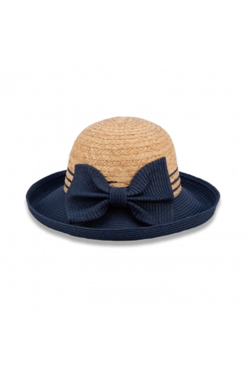 STRAW DOUBLE COLOR HAT WITH BOW