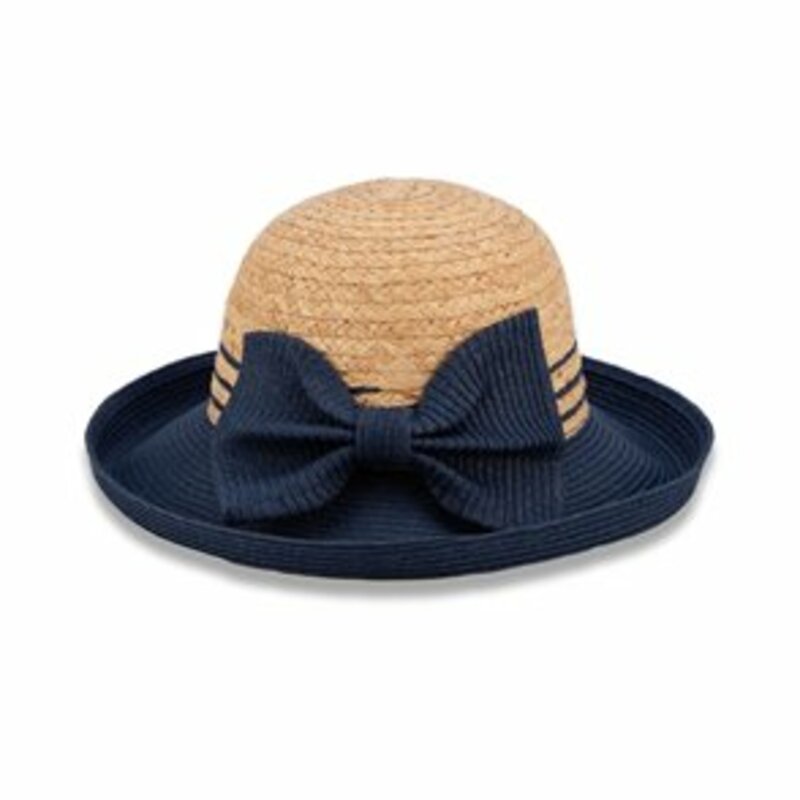 STRAW DOUBLE COLOR HAT WITH BOW