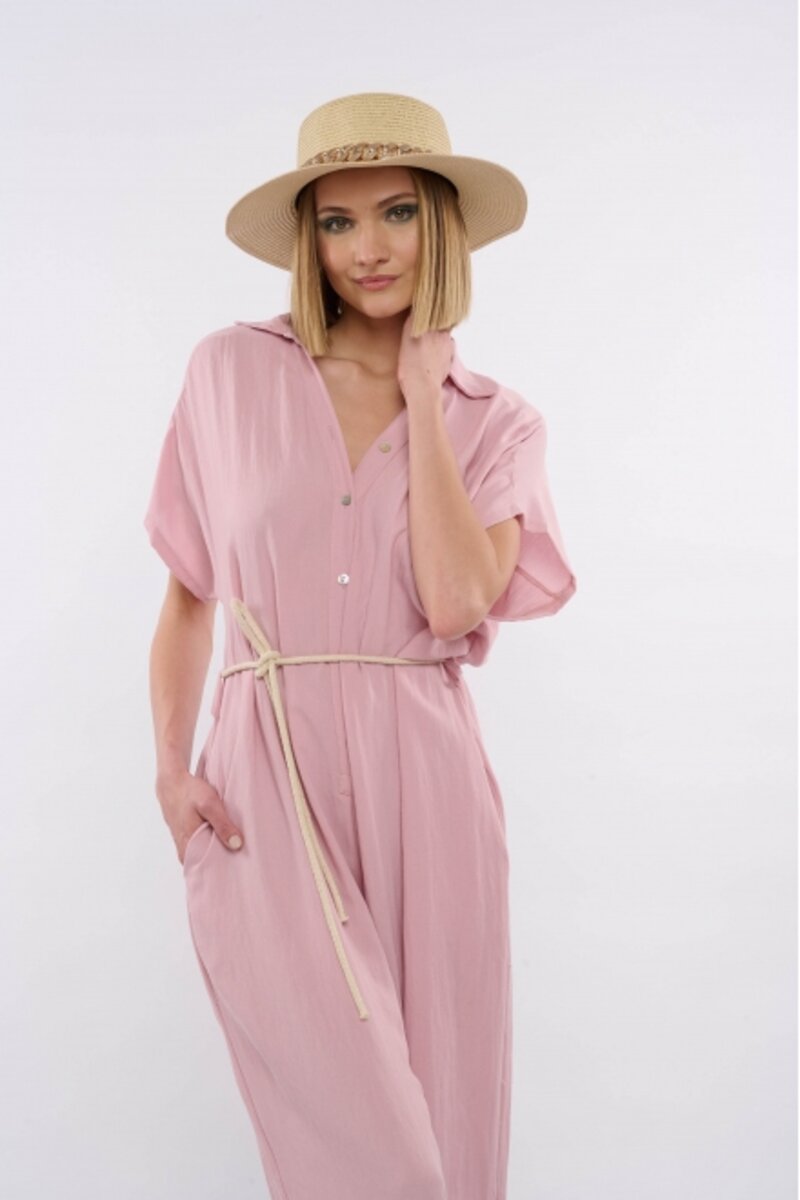 COTTON JUMPSUIT WITH SHORT SLEEVE