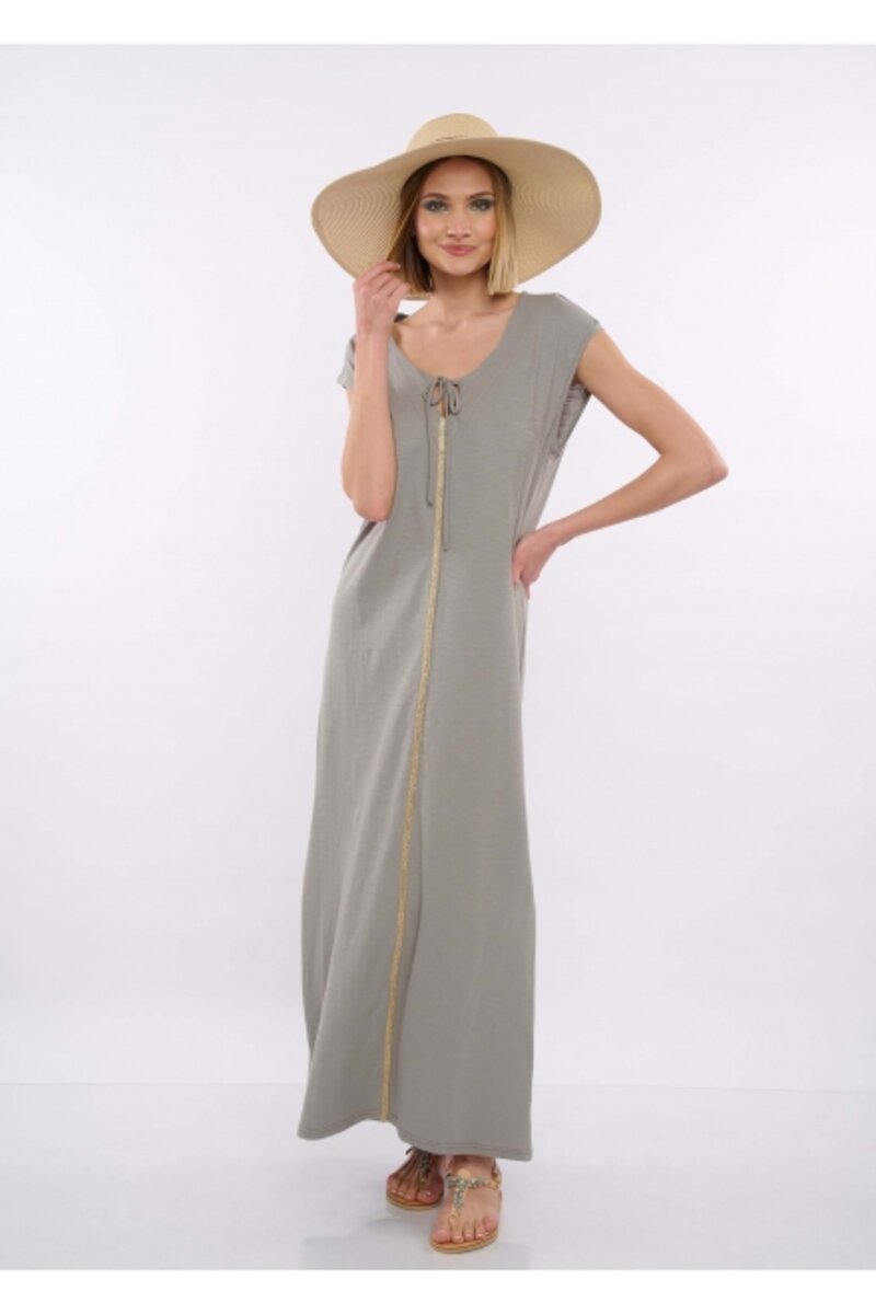 MAXI SLEEVELESS DRESS WITH GOLDEN LINE IN THE MIDDLE
