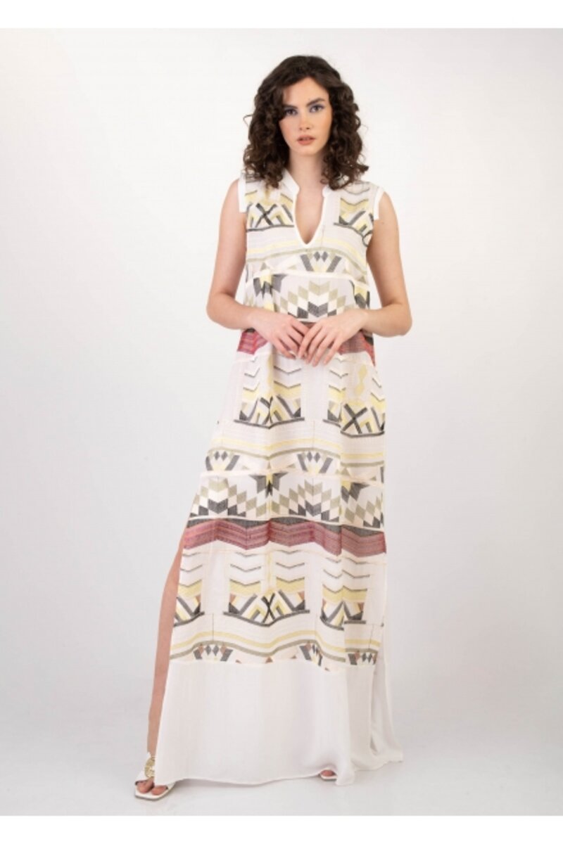 MAXI SLEEVELESS DRESS WITH EMBROIDERY
