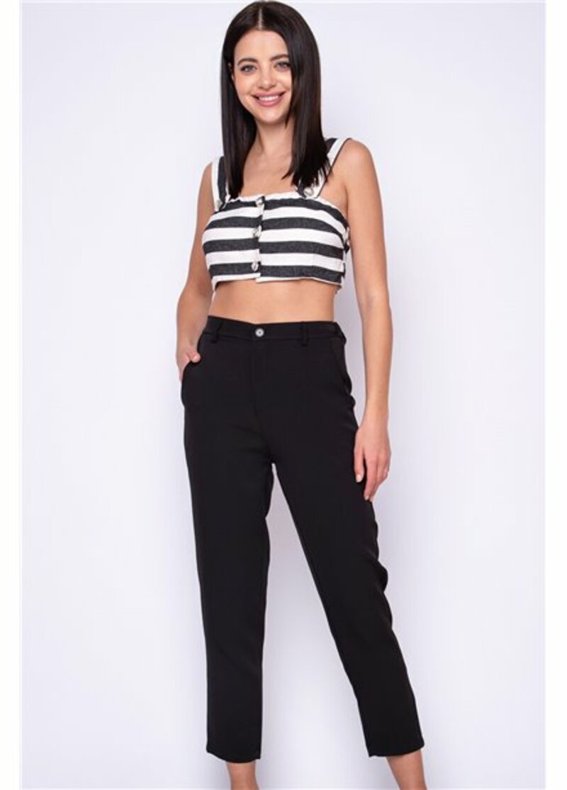 HIGH-WAISTED TROUSERS WITH FRONT POCKETS