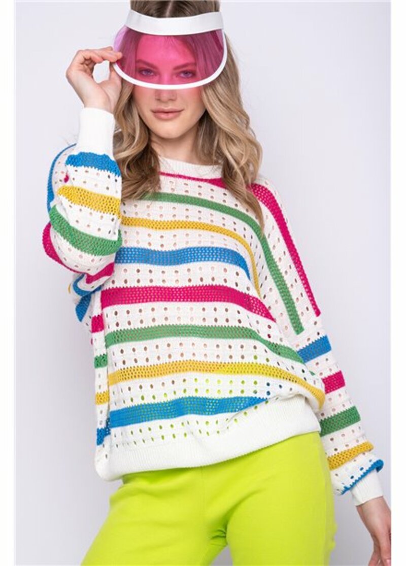KNITTED BLOUSE WITH COLORFUL LINES