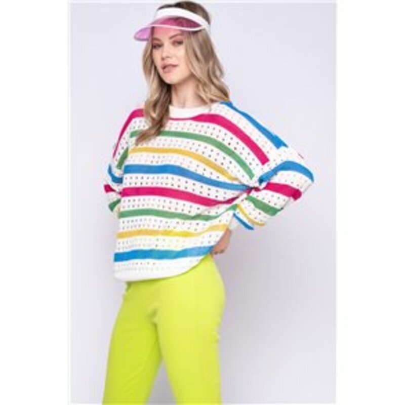 KNITTED BLOUSE WITH COLORFUL LINES