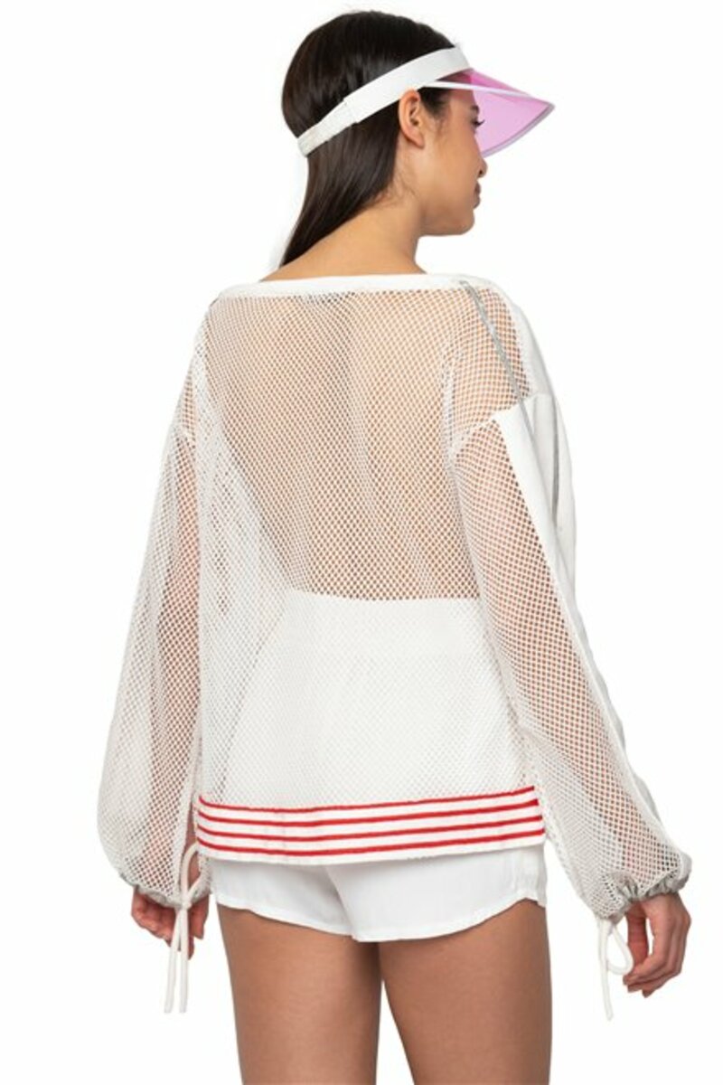 BLOUSE WITH LONG SLEEVE AND SEE THROUGH DESIGN ON THE BACK AND SHOULDERS