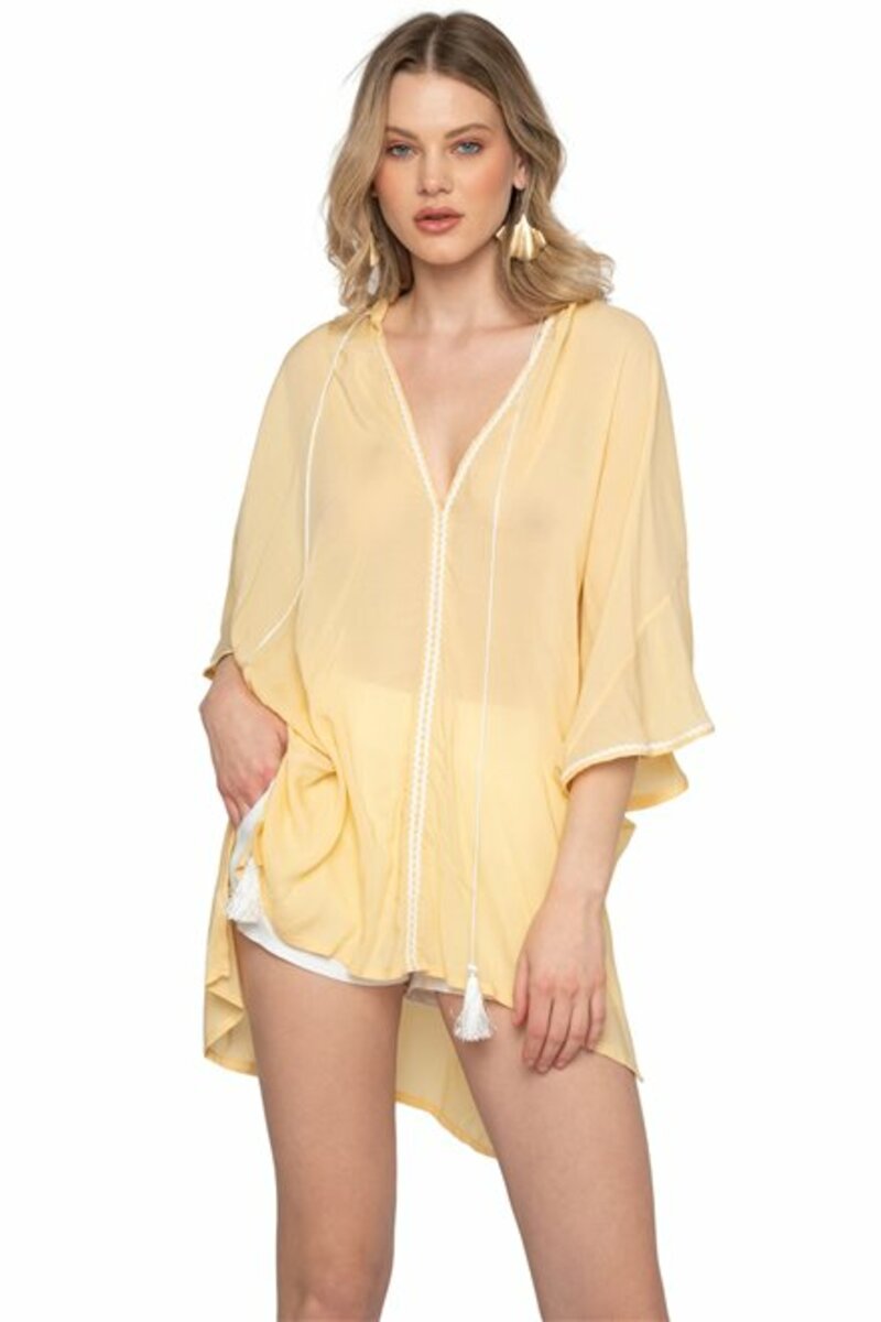 BLOUSE WITH V DECOLLETAGE AND RUFFLES ON THE SLEEVE