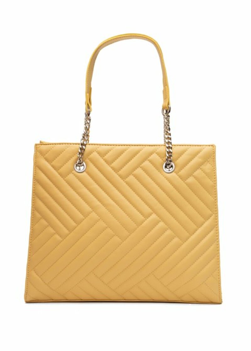QUILTED SHOPPER BAG.SHOULDER STRAPS WITH CHAIN