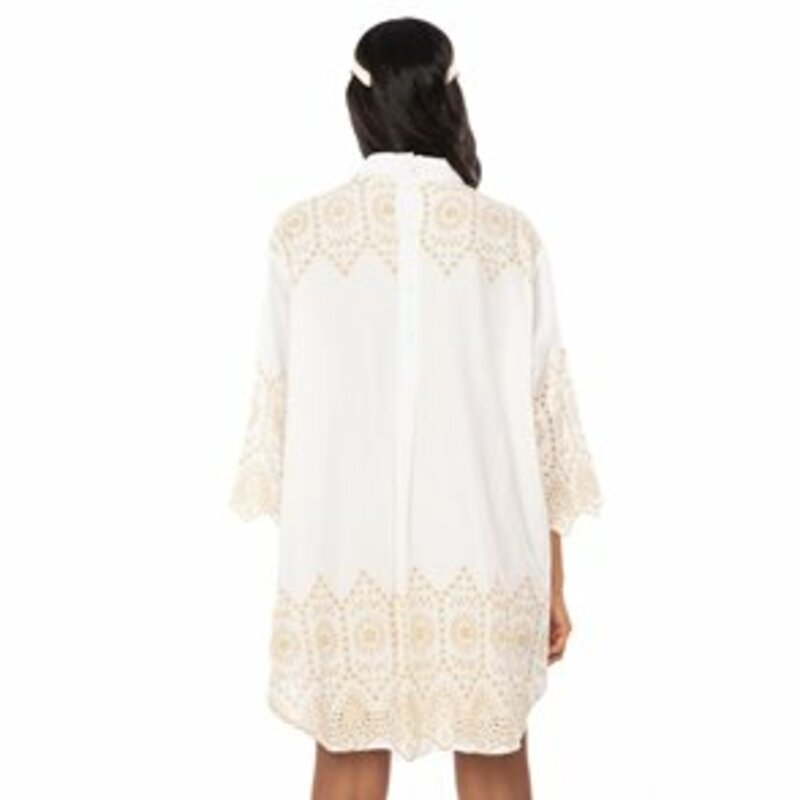 DRESS-SHIRT WITH GOLDEN EMBROIDERY AND COLLAR WITH LONG SLEEVES