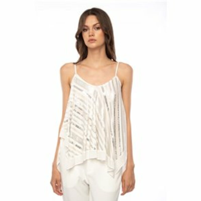 TOP WITH THIN STRAPS.FRONT SEQUIN DETAIL