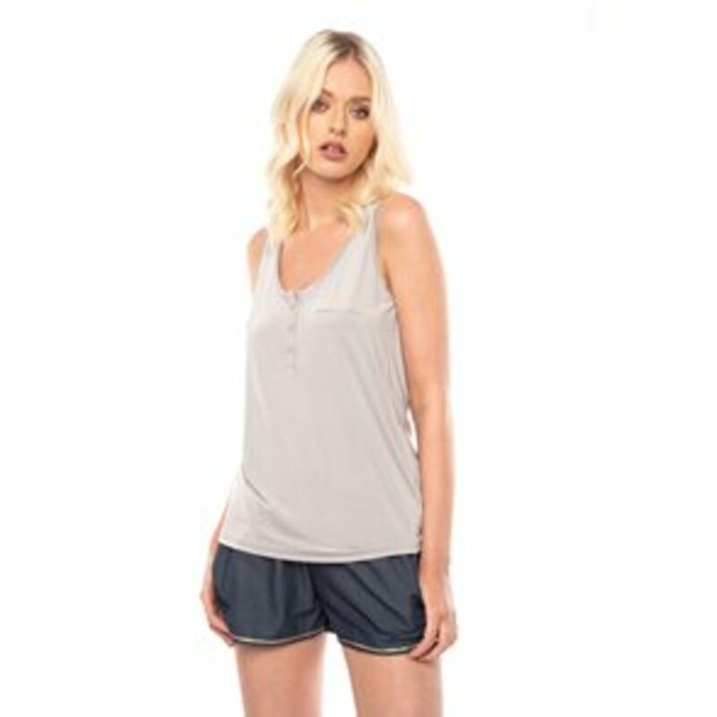 SLEEVELESS TOP WITH FRONT BUTTON FASTENING