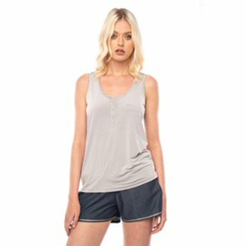 SLEEVELESS TOP WITH FRONT BUTTON FASTENING