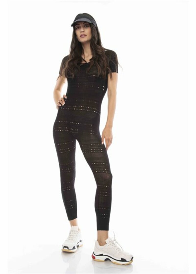 Short sleeve jumpsuit and holes design