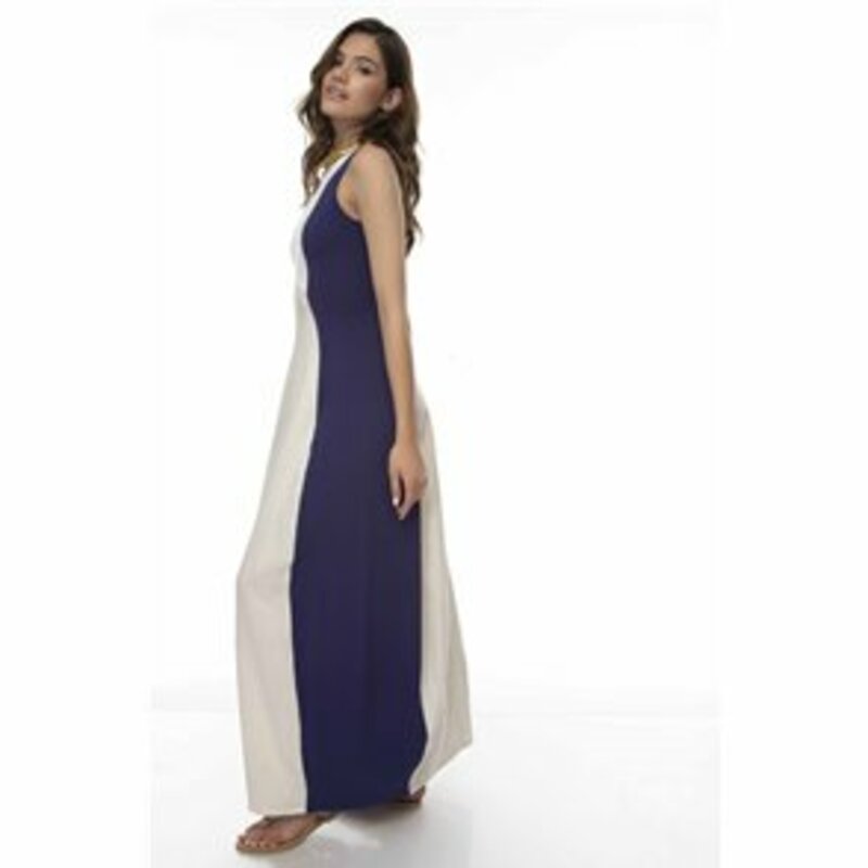Tricolor sleeveless maxi dress