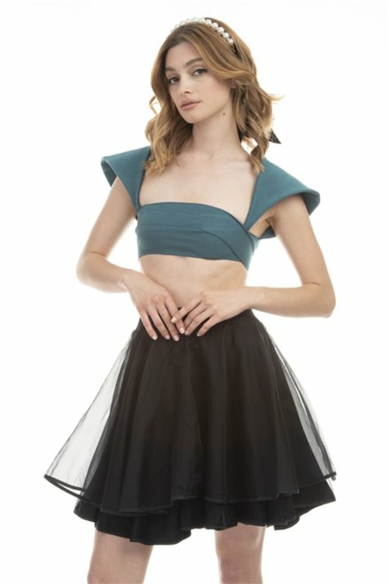 Mini skirt with satin and tulle