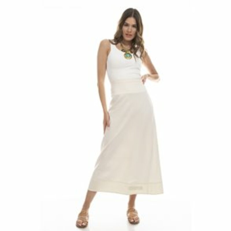 Maxi skirt with fascia at the bottom and letters