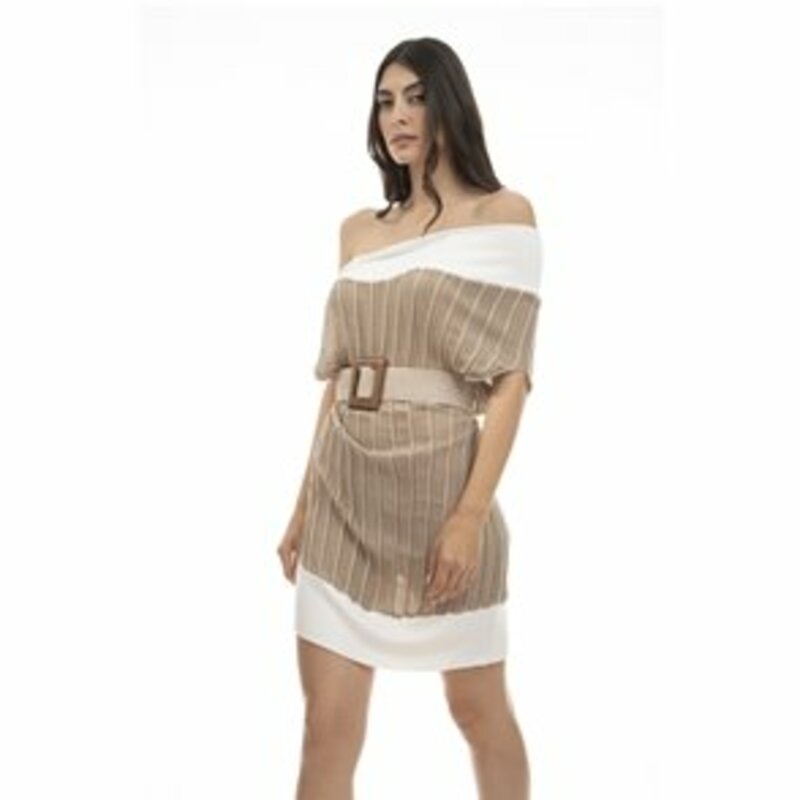 Dress mini striped, strapless with large openings in the hands