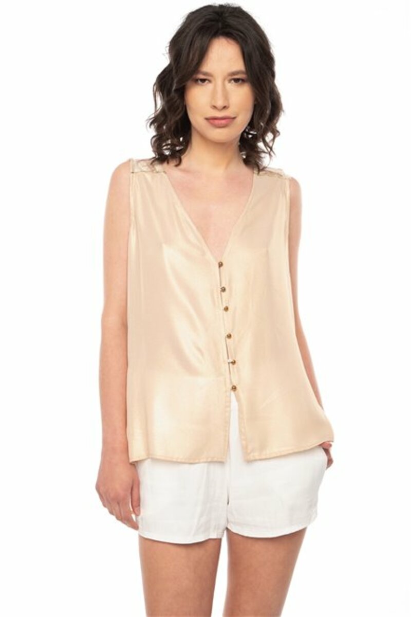 SLEEVELESS BLOUSE WITH BUTTONS ON THE FRONT