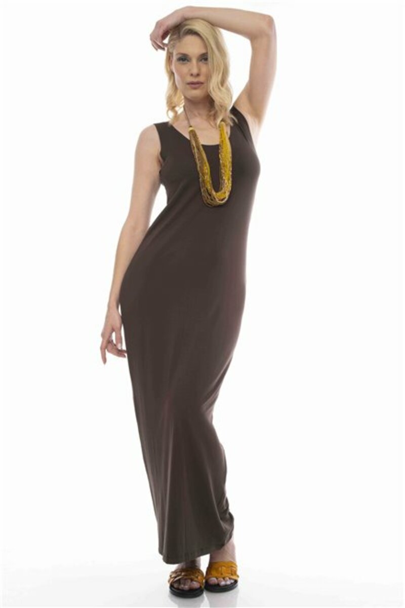 Cotton maxi dress straight line with strap