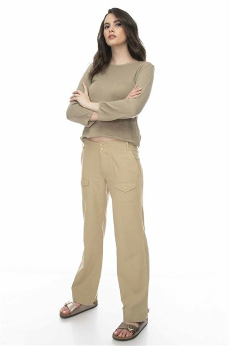 Linen pants in a straight line