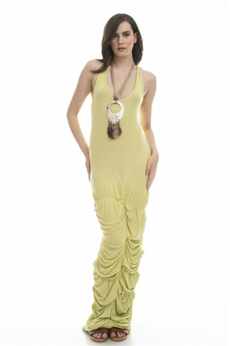 Sleeveless maxi dress with frills
