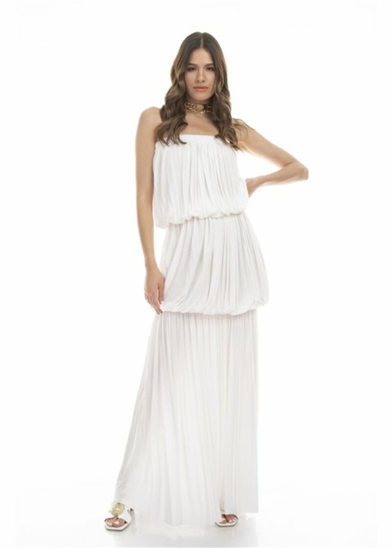 Strapless maxi dress with straps
