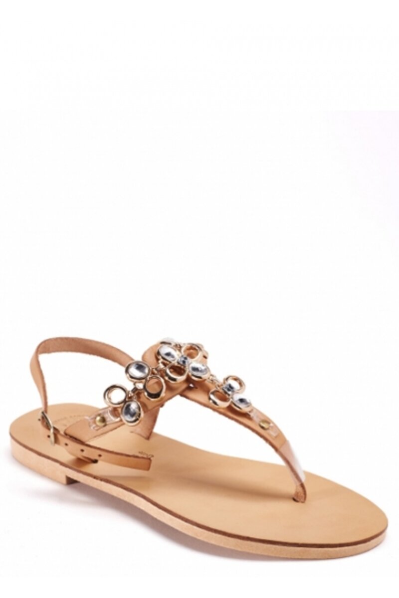 Leather sandal with flower...