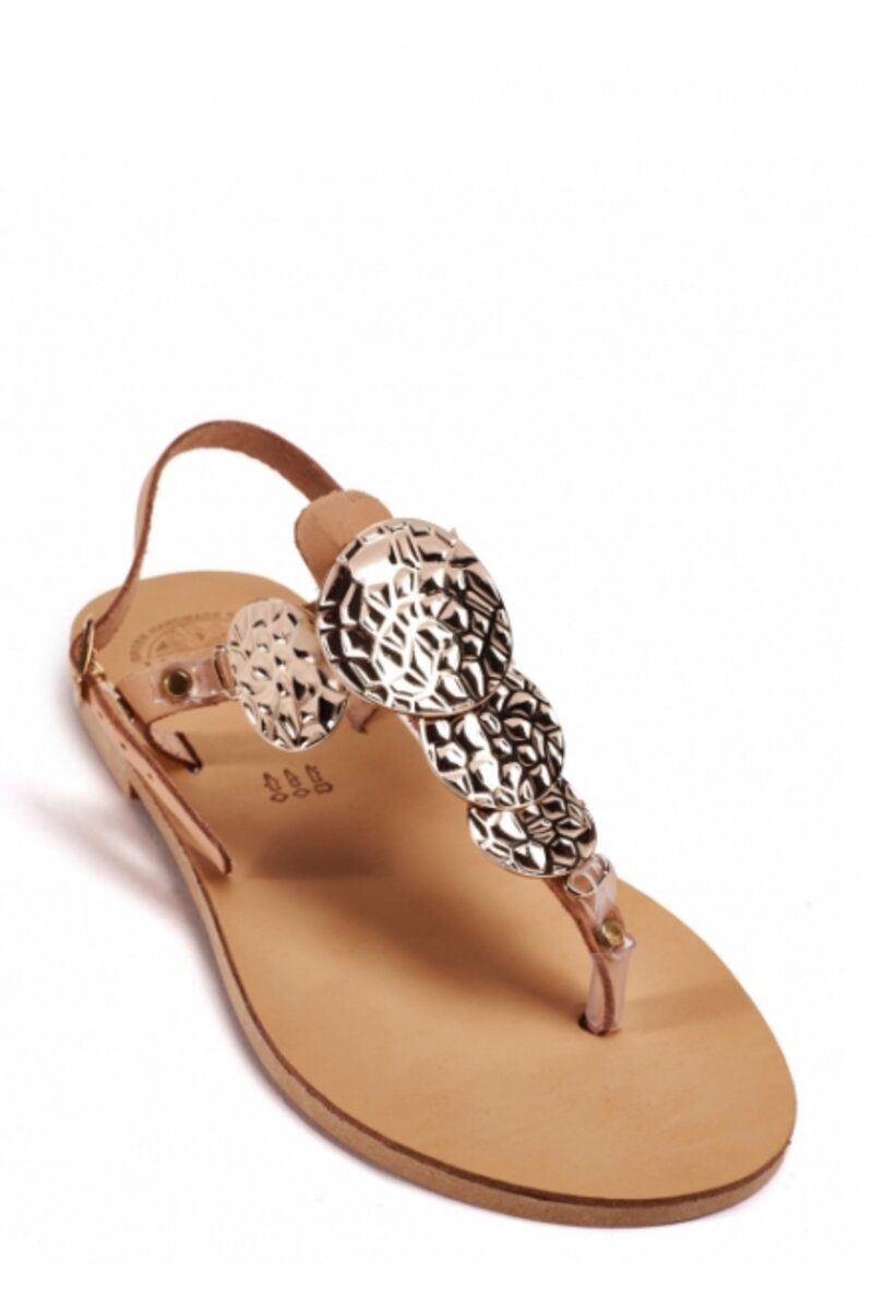 Leather sandal with metal...