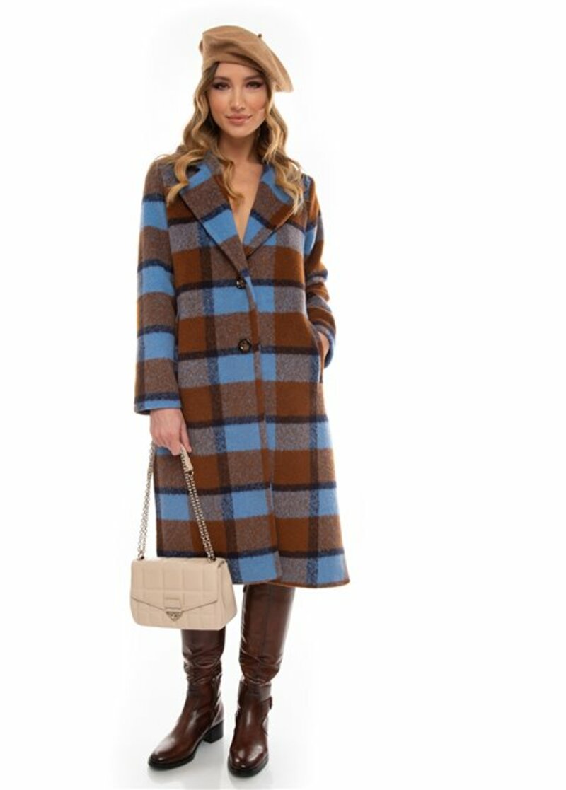 Plaid coat with side slits