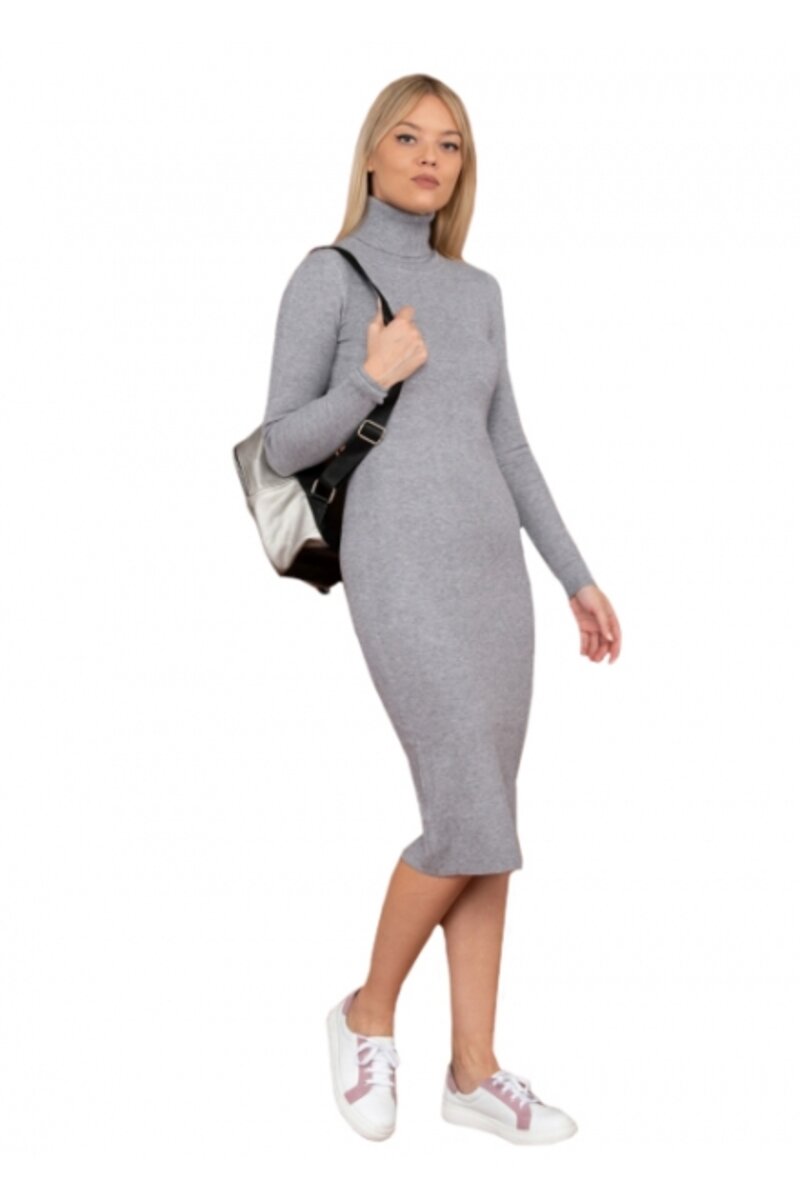 Midi dress with high-necked...