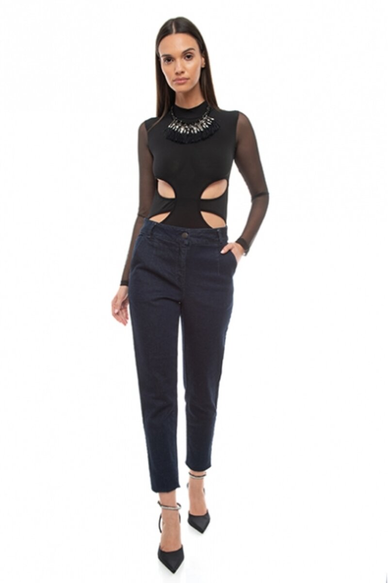 High-waisted trousers, in...
