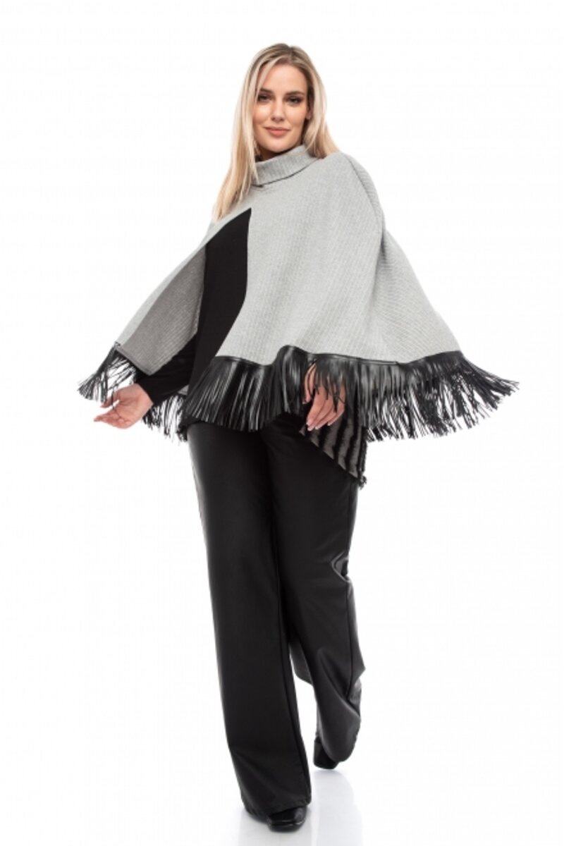 Poncho turtleneck, knitted...