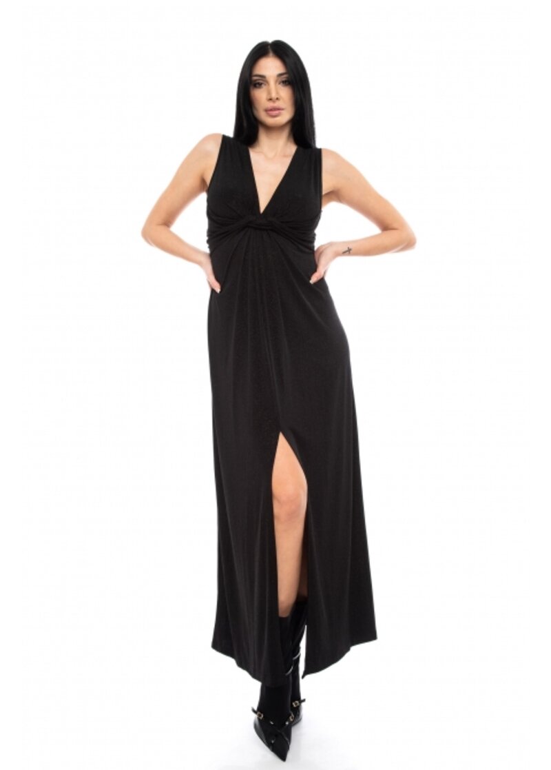 Maxi dress, sleeveless with a knot on the chest 0010
