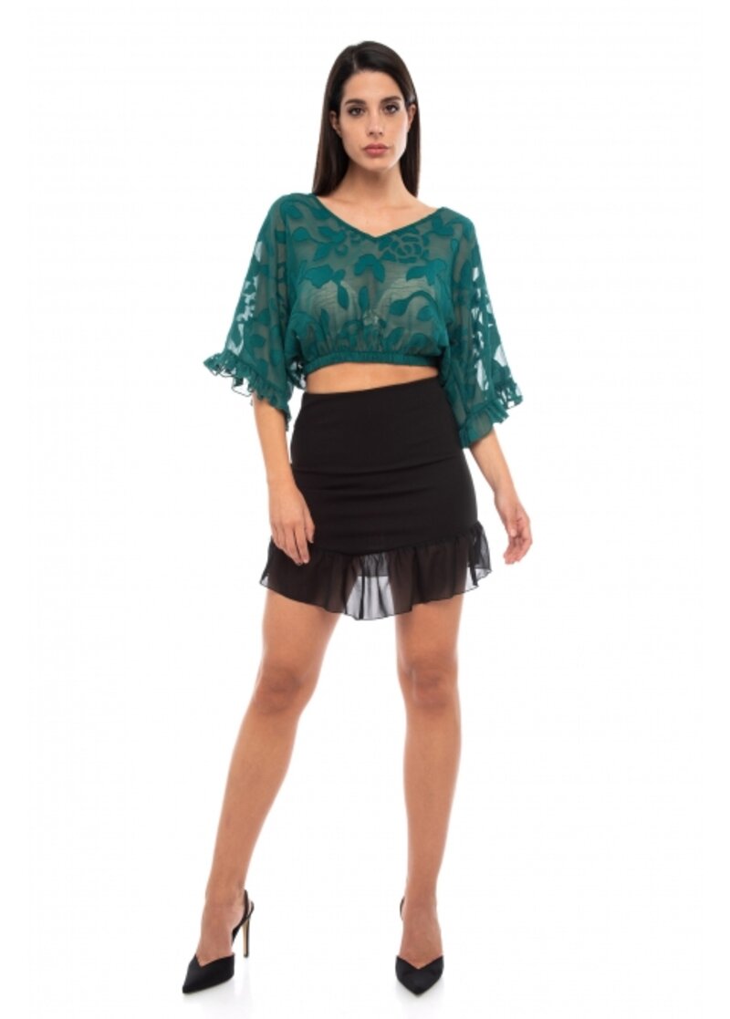 Cropped transparent blouse 1001