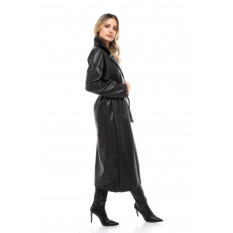 Long leatherette trench coat 86070