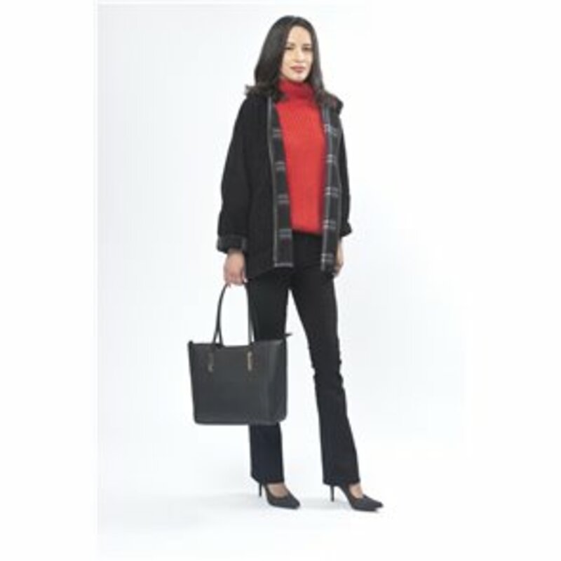 JACKET WITH FUR TEXTURE AND CLOSE FRONT WITH ZIPPER