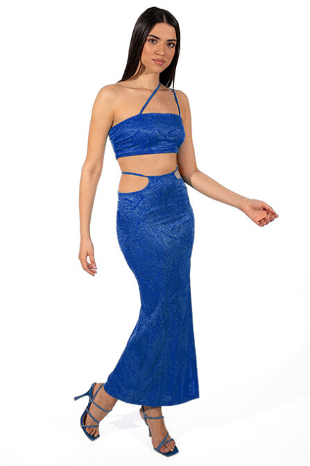 Strapless top and jersey skirt, jacquard 207008-204006