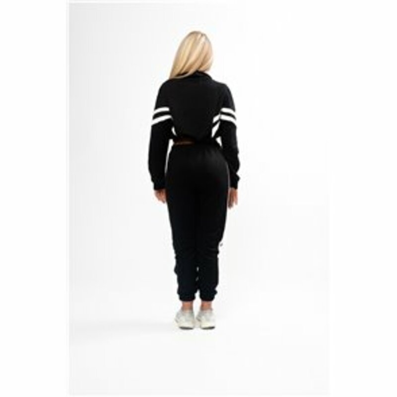 SET OF FORM WITH STRIPE ΟΝ ΤΗΕ SIDE AND SPORT CROP TOP BLOUSE WITH WHITE STRIPE ON THE SHOULDERS WITH FRONT OPENING ZIPPER