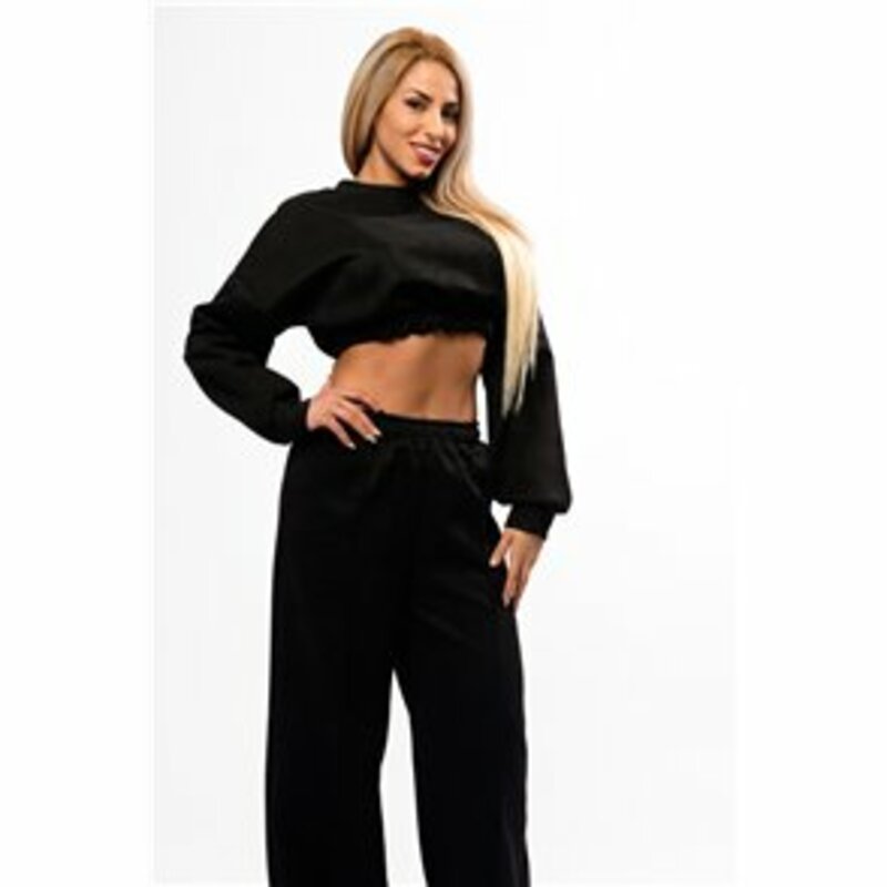 SET OF FORM WITH CROP TOP SWEATER SOFT VELVET TEXTURE