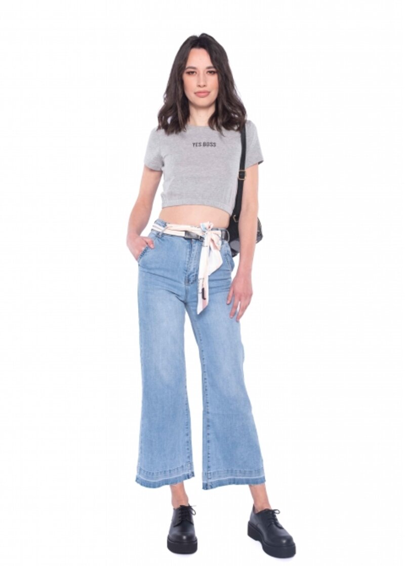 JEANS OPEN AT THE BOTTOM WITH RIBBON BELT DOUBLE SIDE