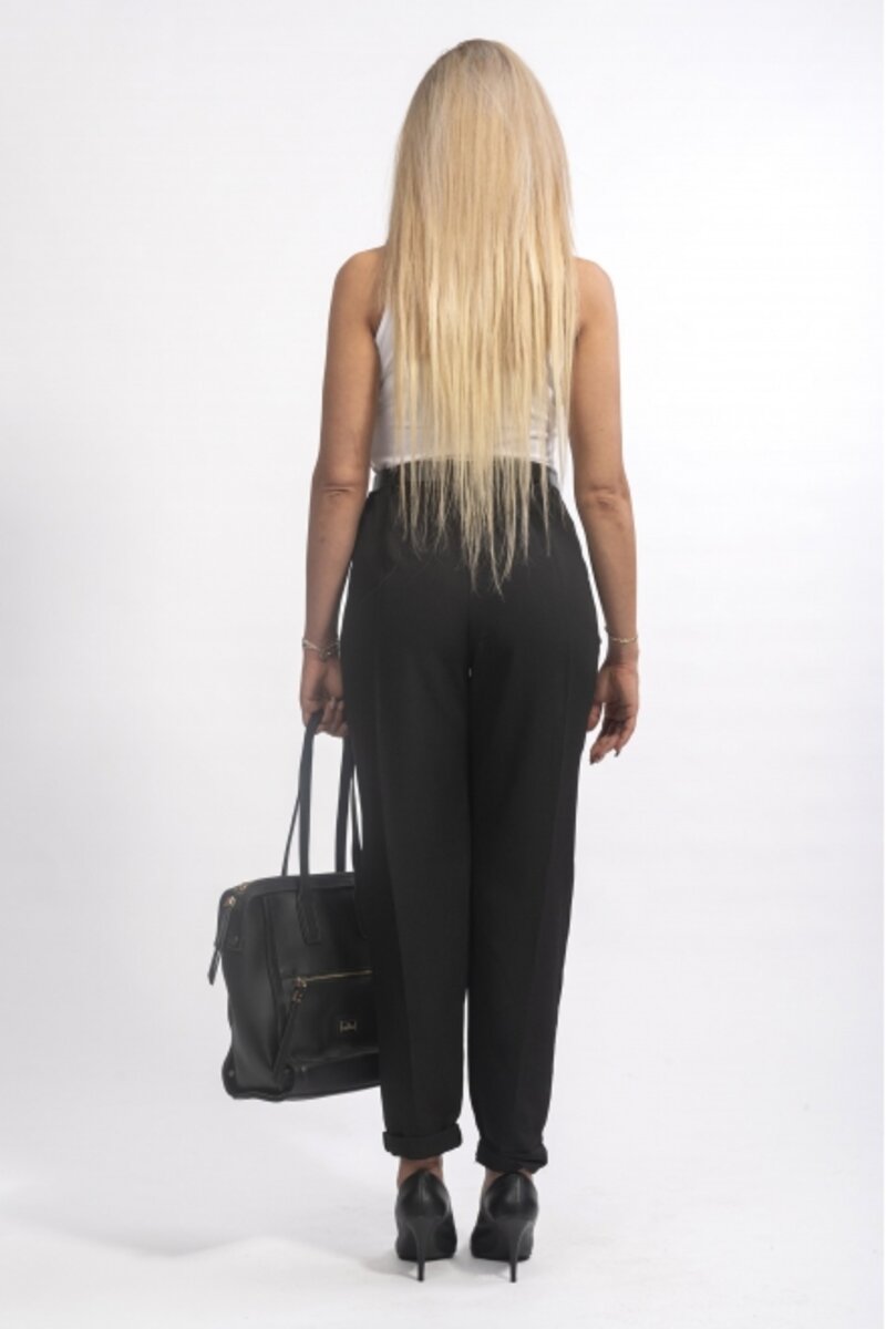 HI-RISE WIDE TROUSERS WITH BLACK LEATHER BELT
