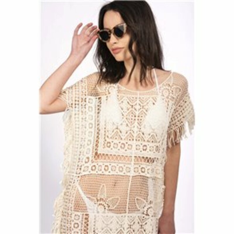 LACE LONG COVERUP WITH FRICTIONS