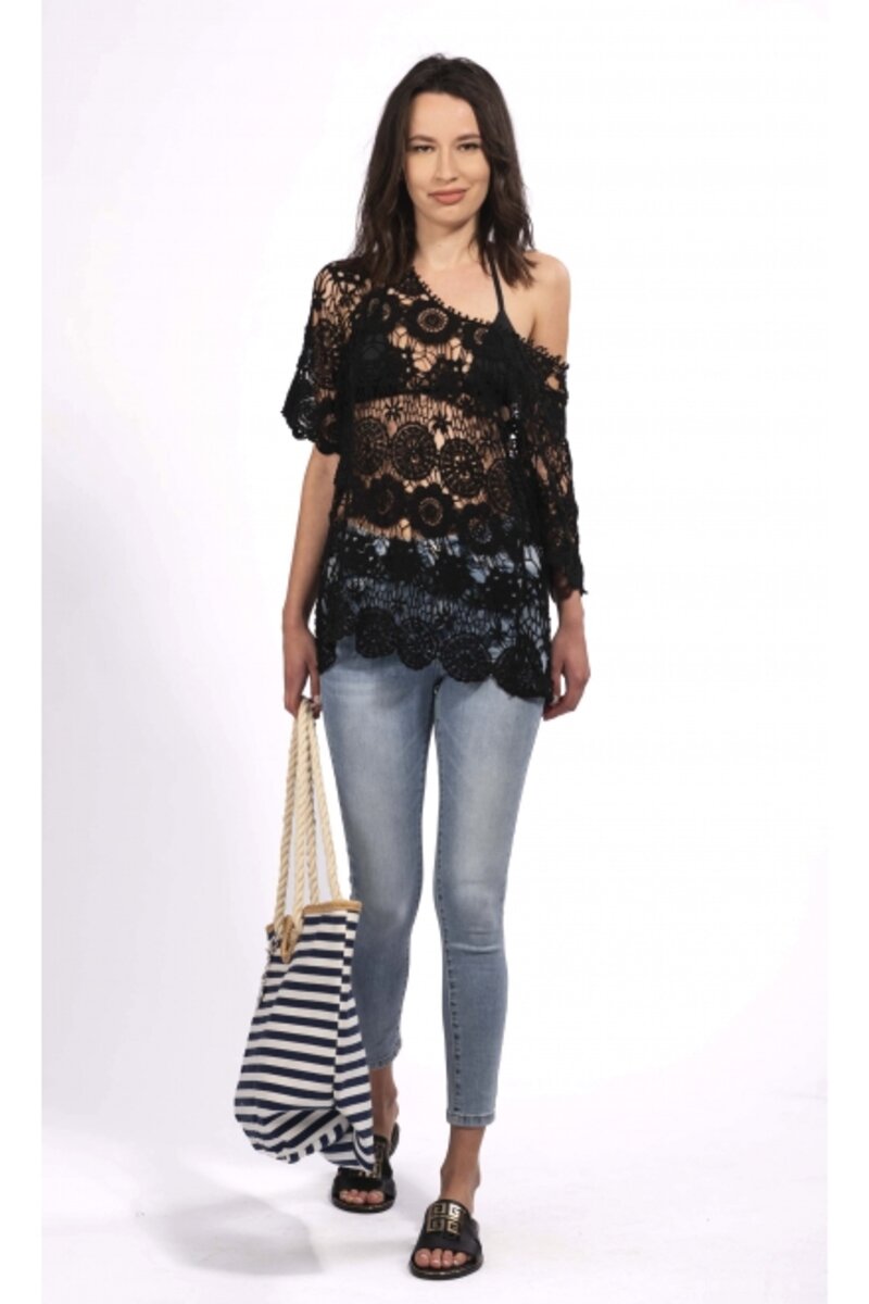 LACE T-SHIRT WITH SHORT SLEEVE