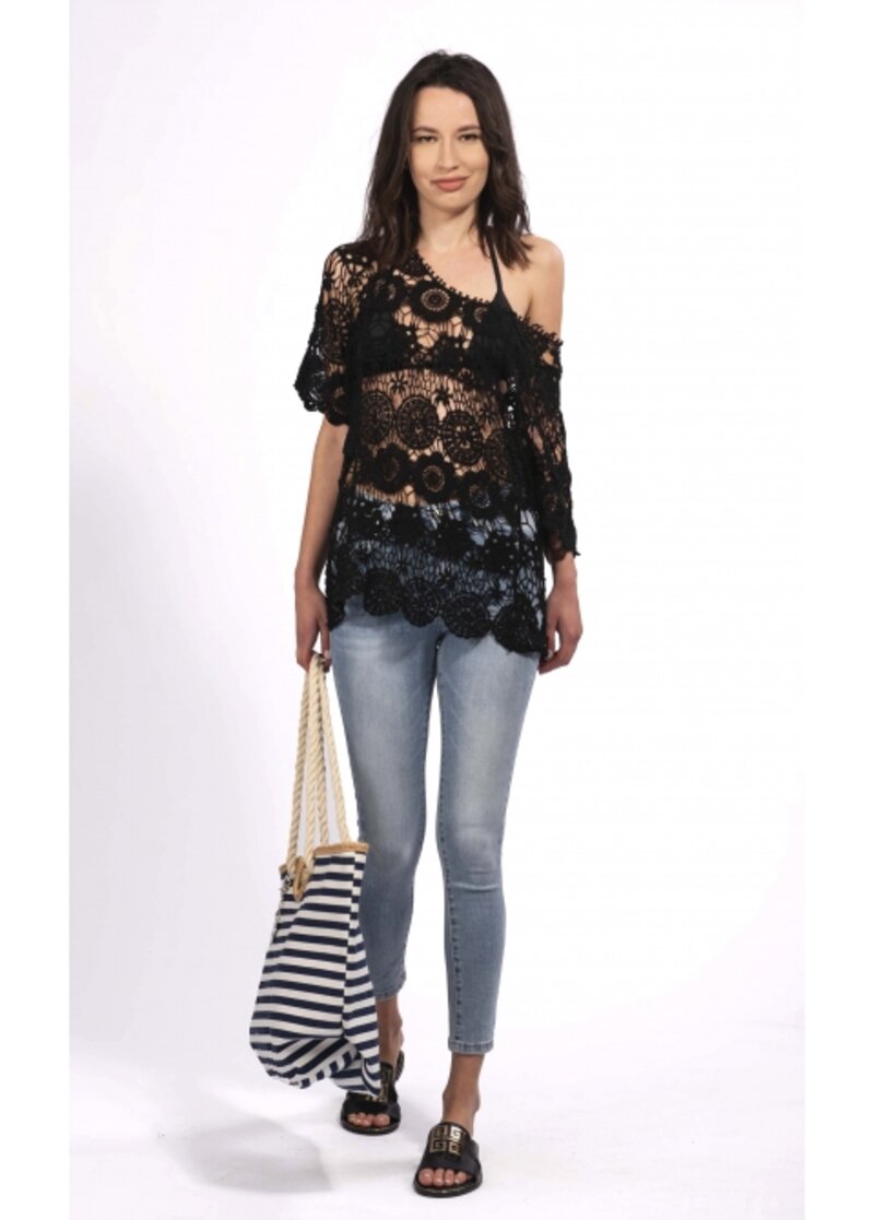 LACE T-SHIRT WITH SHORT SLEEVE
