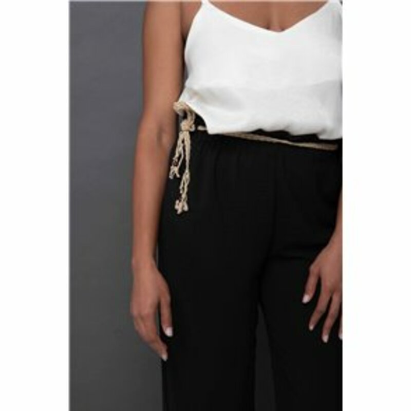 LINEN TROUSERS WITH STRAW BELT