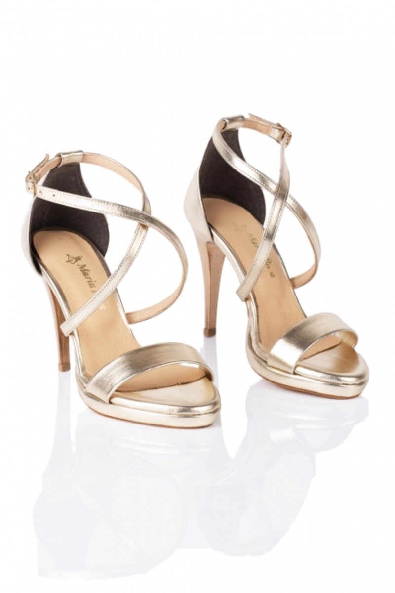 LEATHER SANDALS WITH SLIM HEEL AND SLIM STRAPS ON TOP