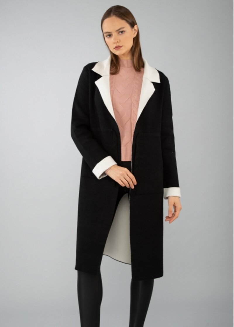 LONG WOOL JACKET WITH CORD IN THE MIDDLE