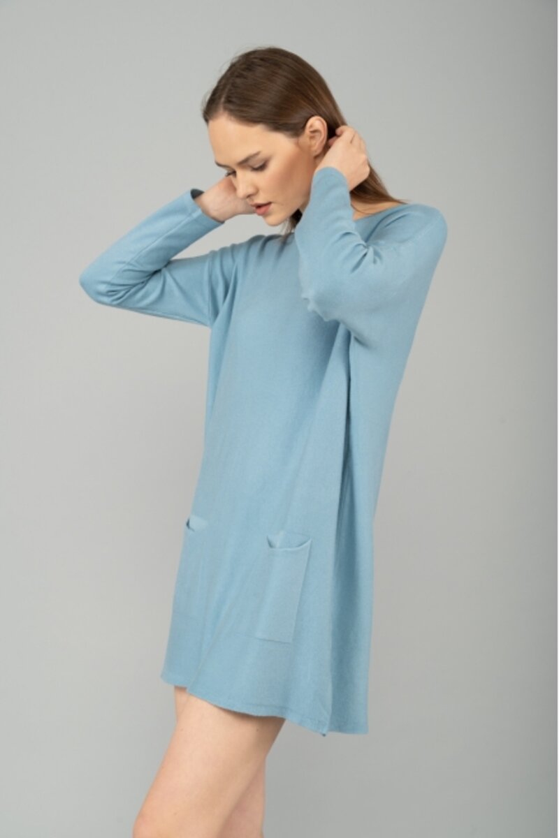 BLOUSE-DRESS COTTON WITH POCKETS AT THE BOTTOM